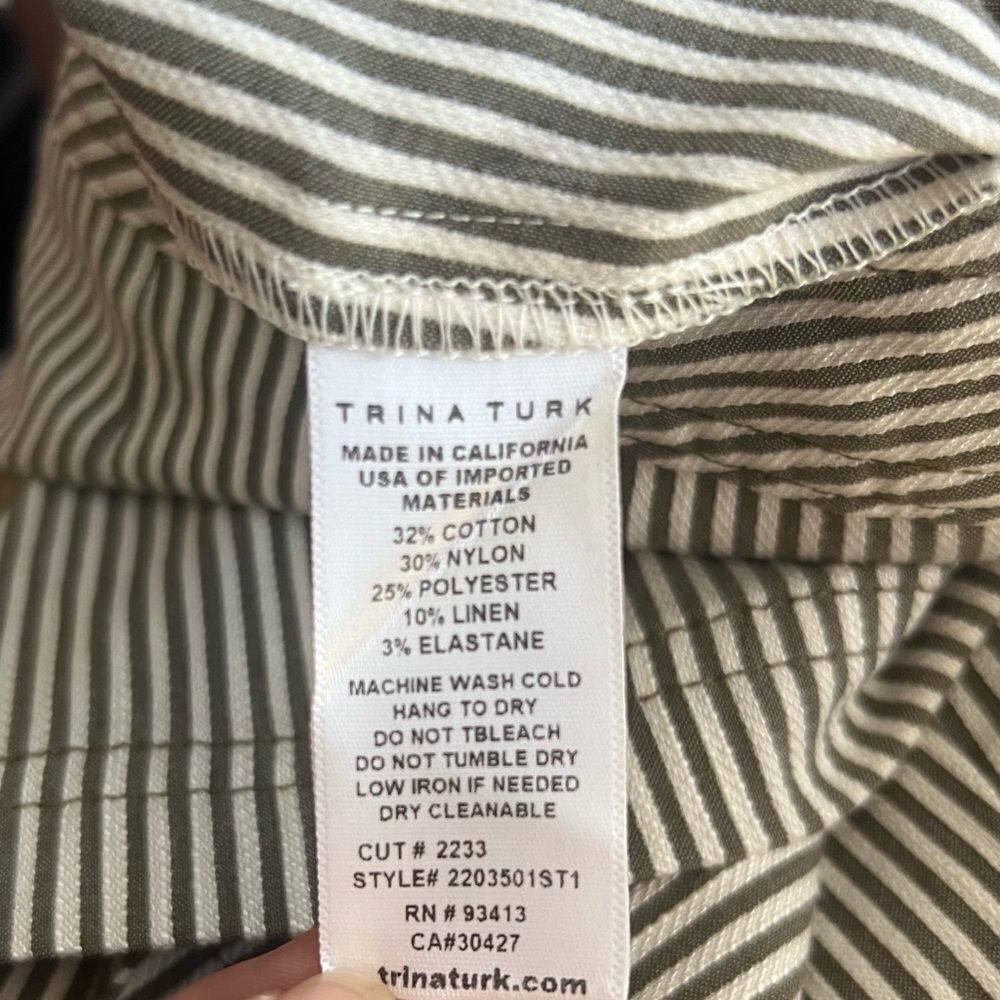 New Trina Turk Dearest Olive Striped Linen Blend Shorts - Sz 4 - Picture 13 of 14